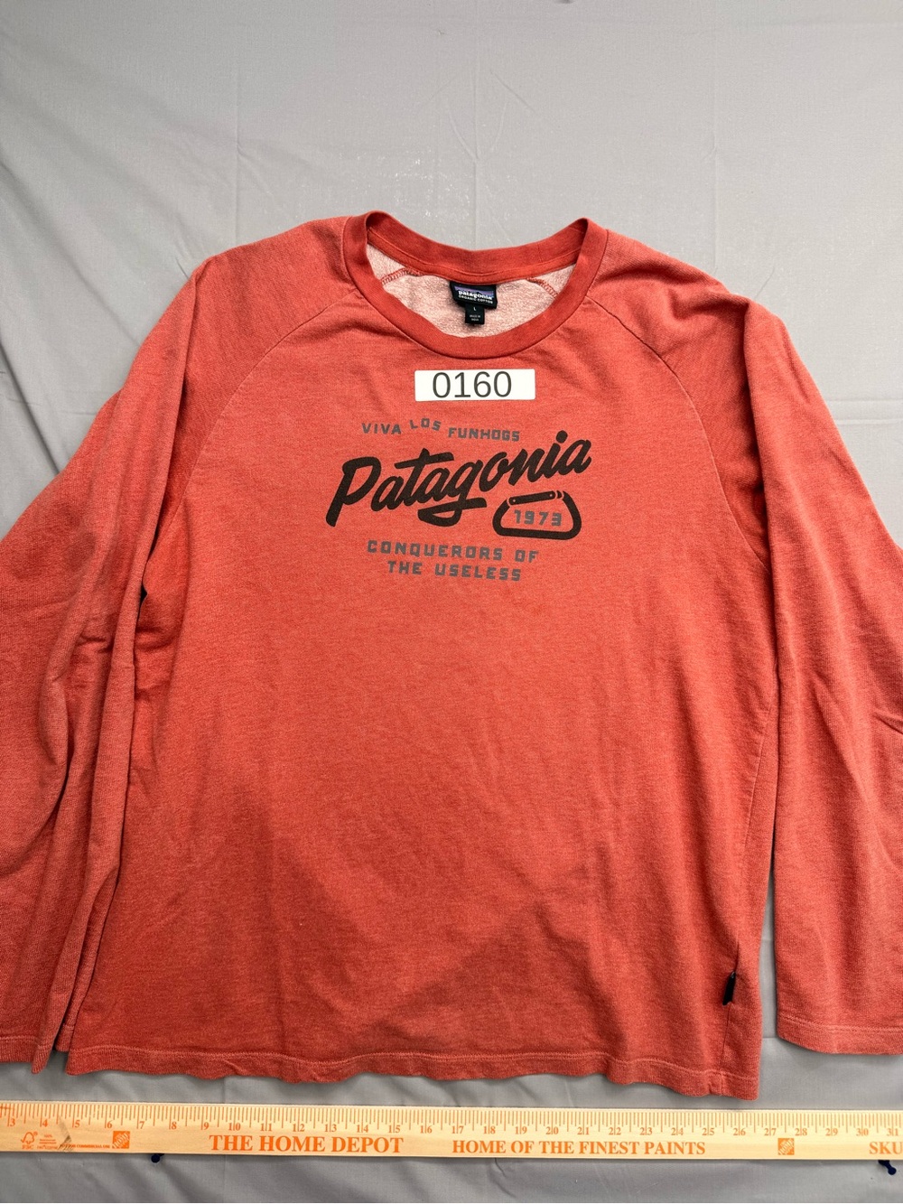 Patagonia Kids Long Sleeve Crew Top - Rust Orange with Black Logo
